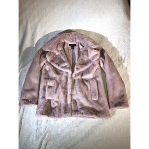 Rachel Zoe Women's Soft Powder Pink Faux Fur Cozy Jacket Winter Coat
